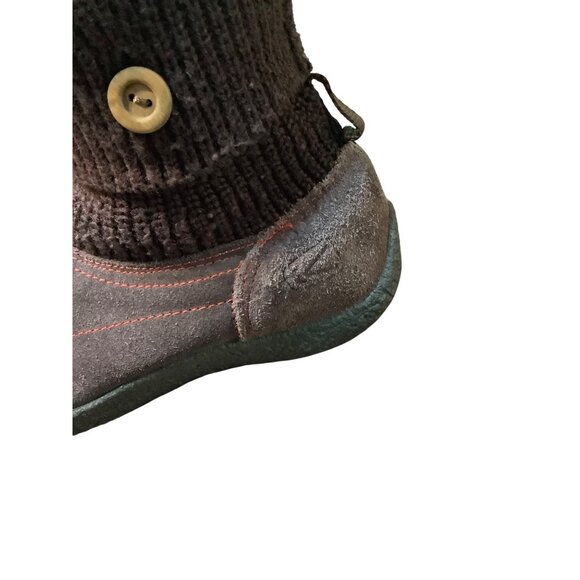 Keen Womens Brown Suede Knit Cuff Ankle Boots Size 6.5 US Button Accent & Rubber - Picture 4 of 7